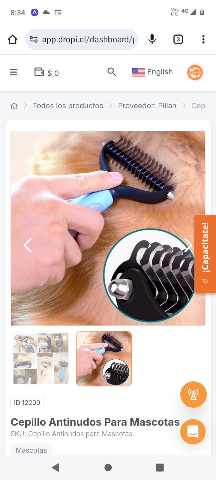 Cepillo Antinudos Para Mascotas