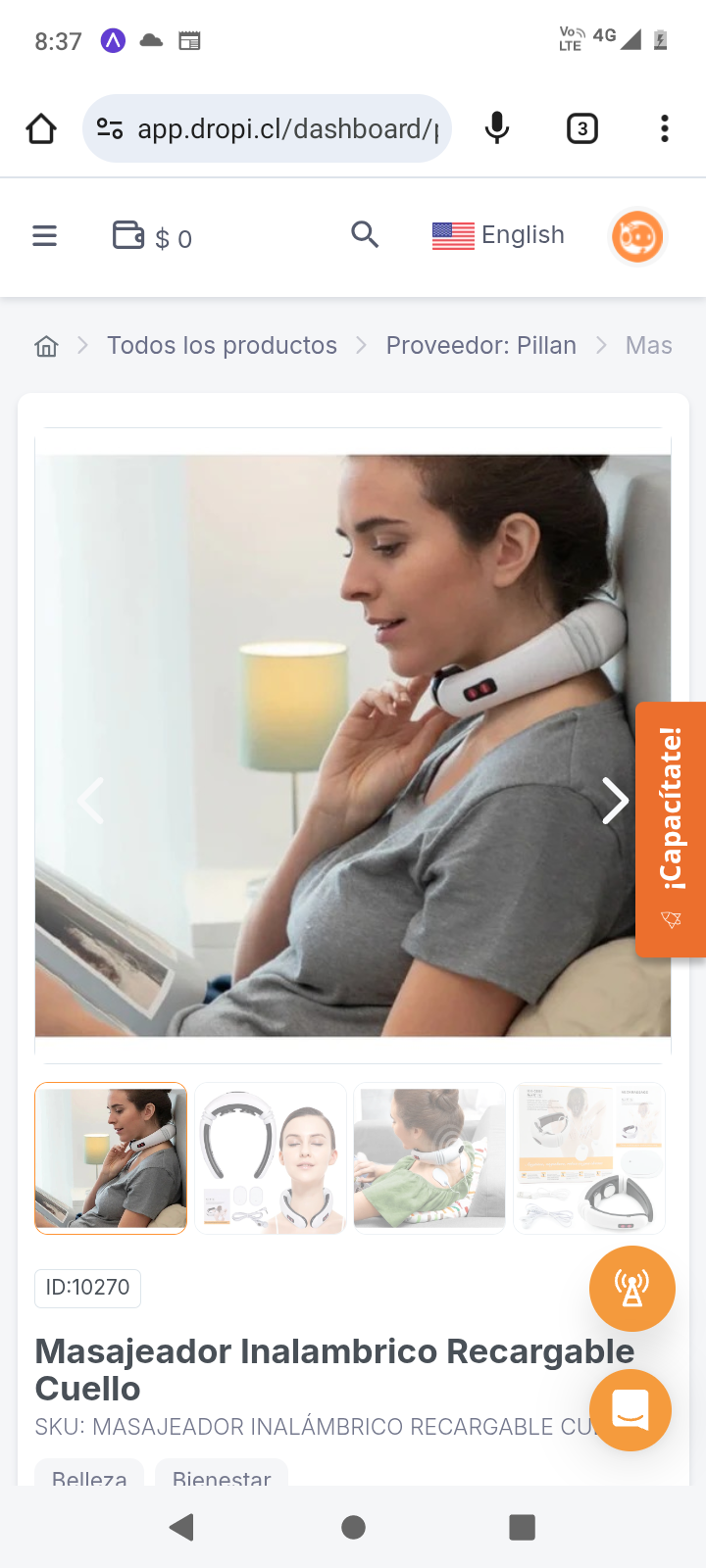 Masajeador Inalambrico Recargable Cuello