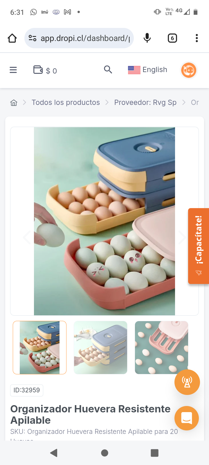 Organizador Huevera Resistente Apilable