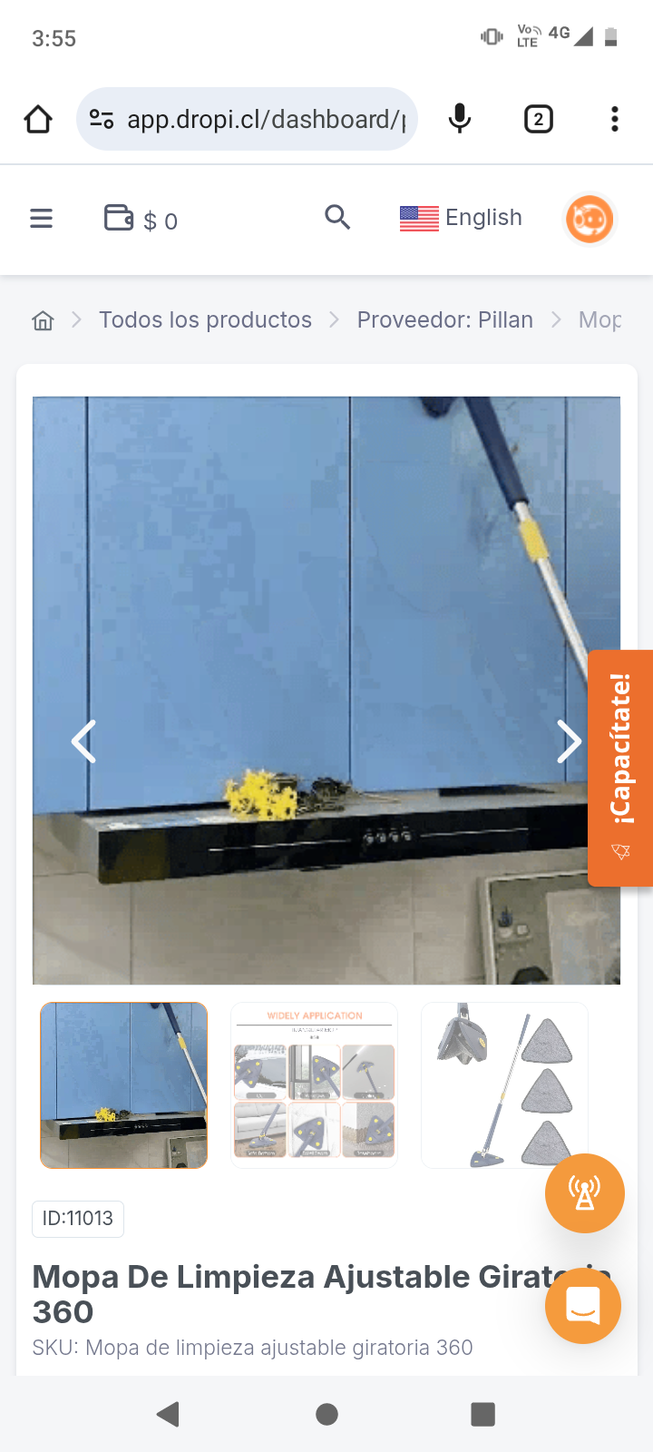 Mopa De Limpieza Ajustable Giratoria 360