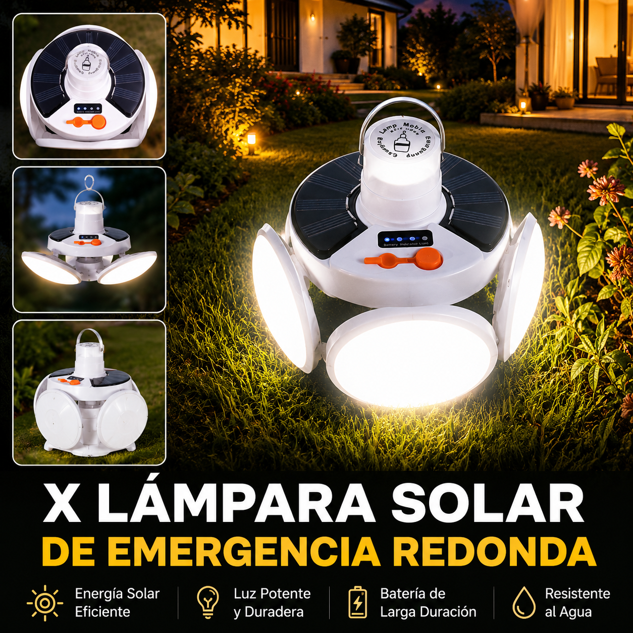 Lámpara solar de emergencia redonda