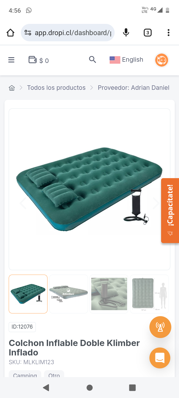 Colchon Inflable Doble Klimber Inflado