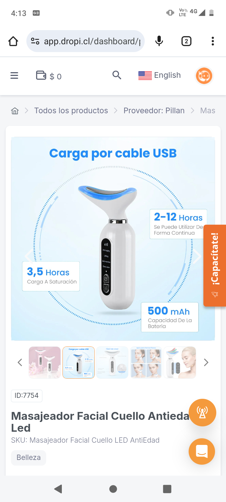 Masajeador Facial Cuello Antiedad Led