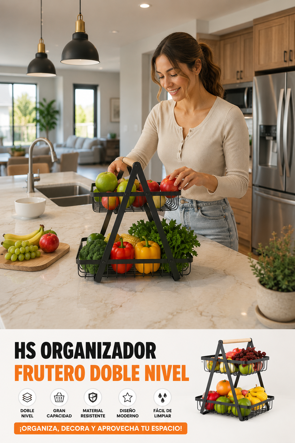 Organizador frutero doble nivel