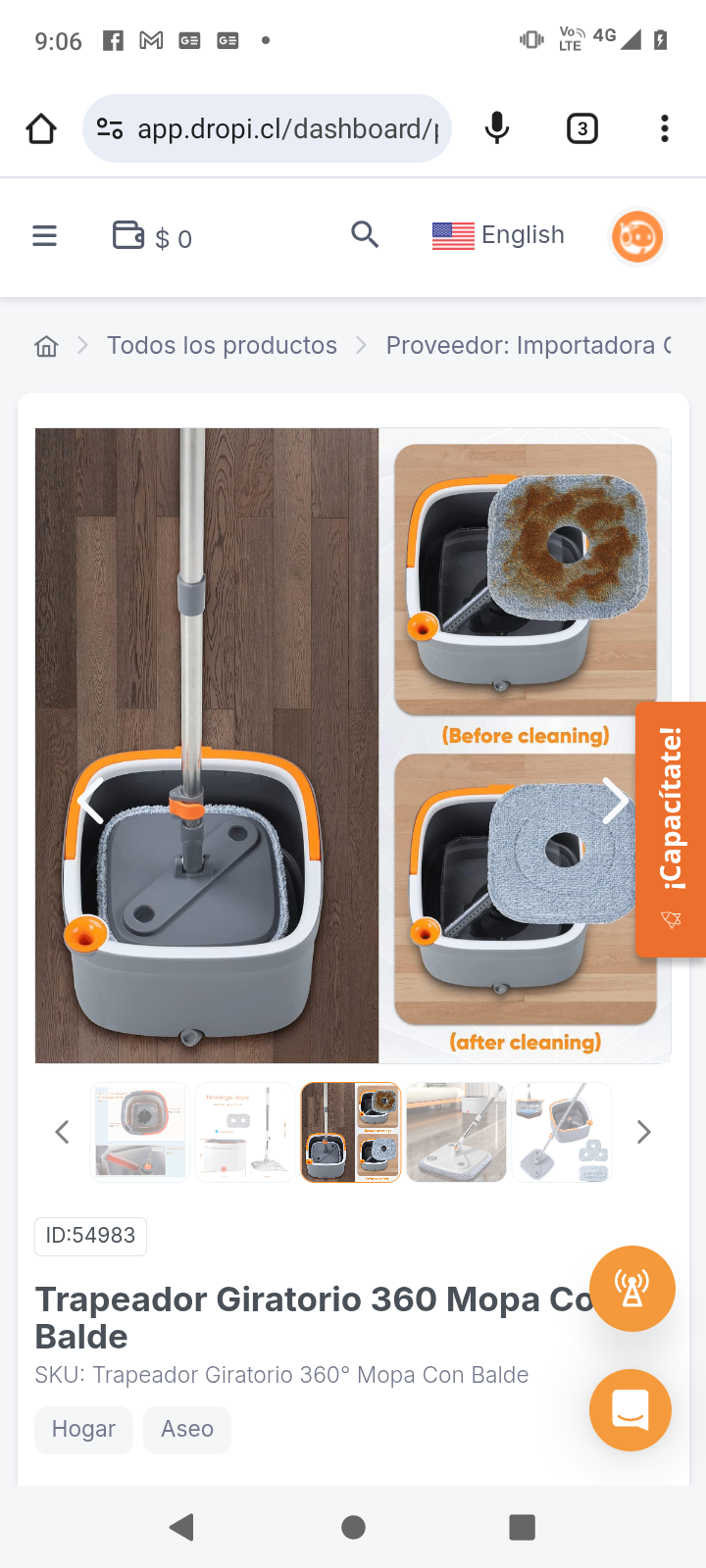 Trapeador Giratorio 360 Mopa Con