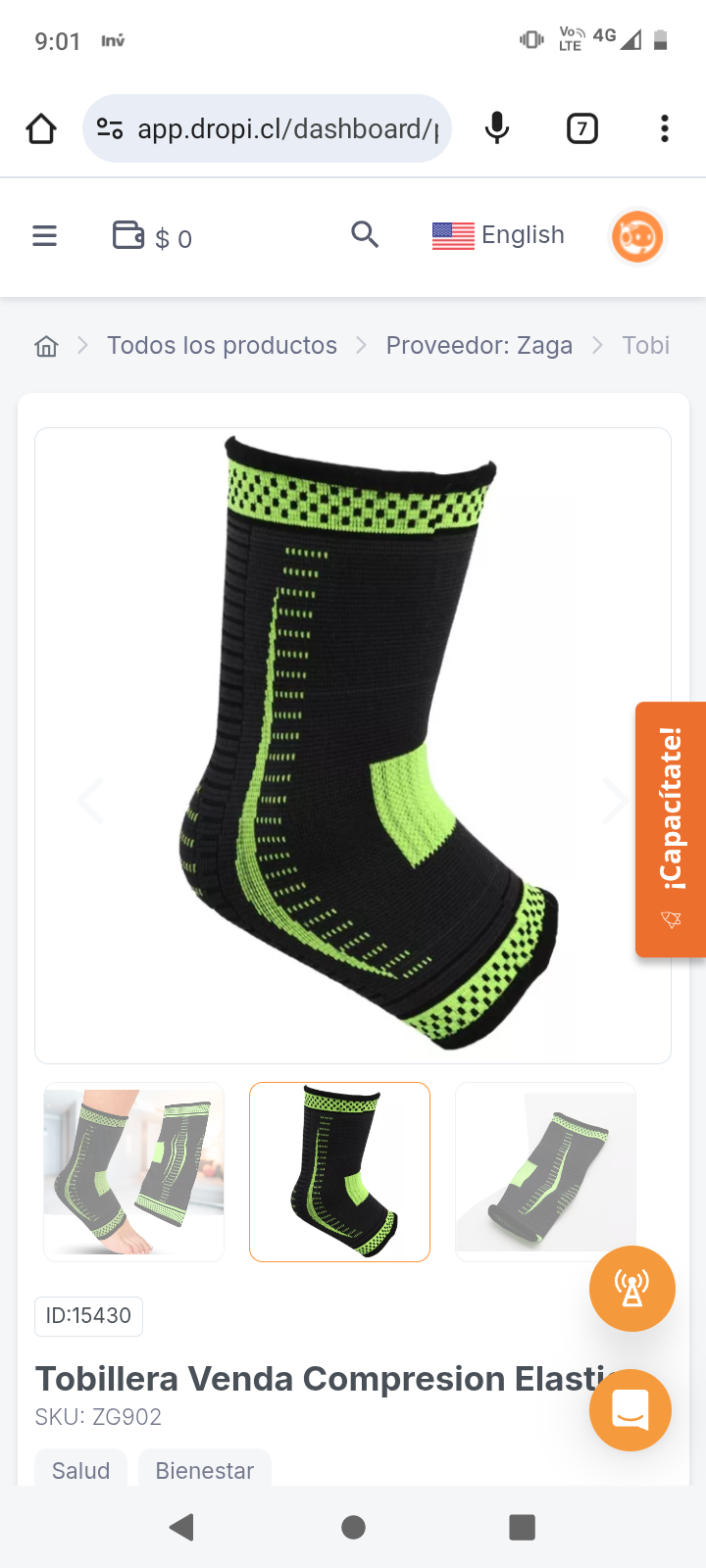 Tobillera Venda Compresion Elastica