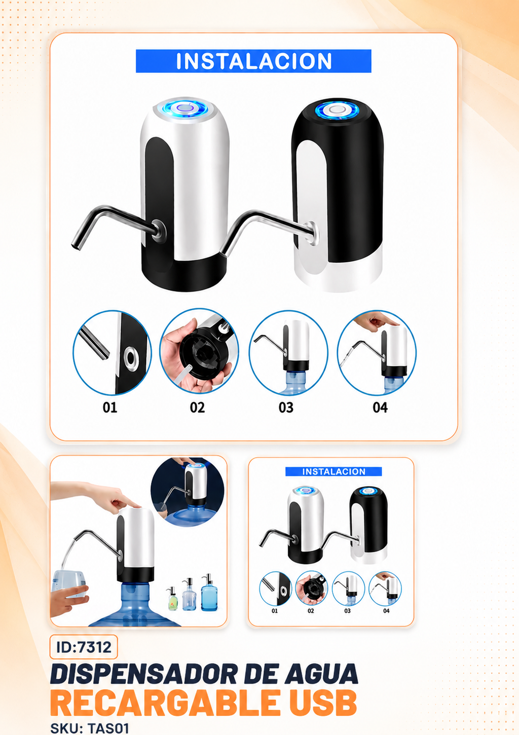 Dispensador De Agua Recargable Usb