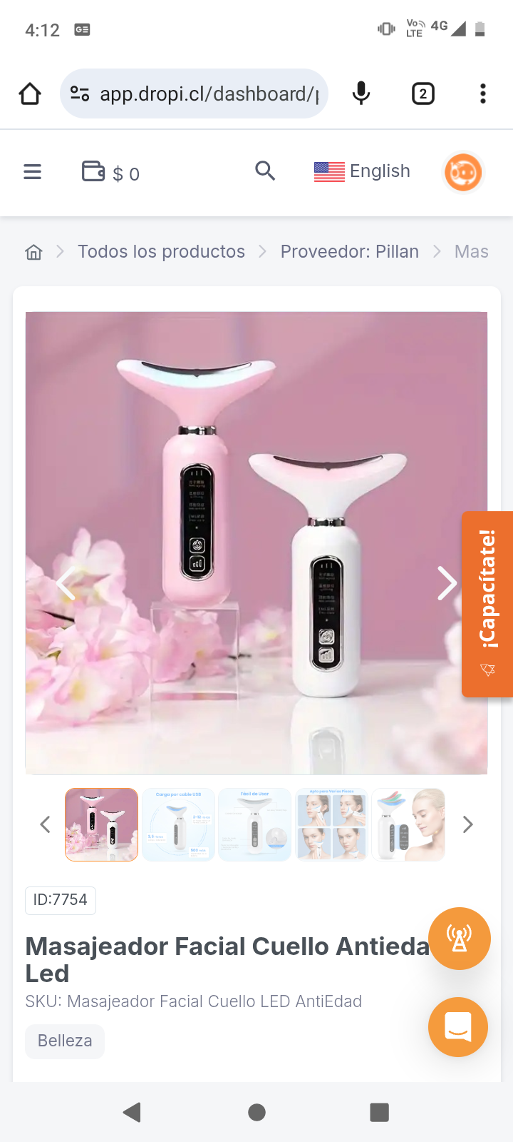 Masajeador Facial Cuello Antiedad Led