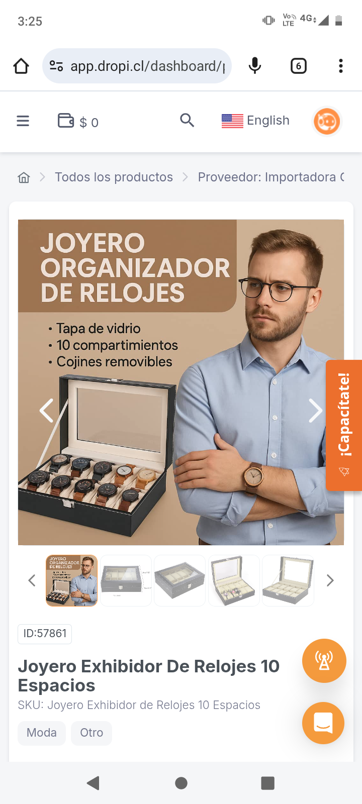 Joyero Exhibidor De Relojes 10 Espacios