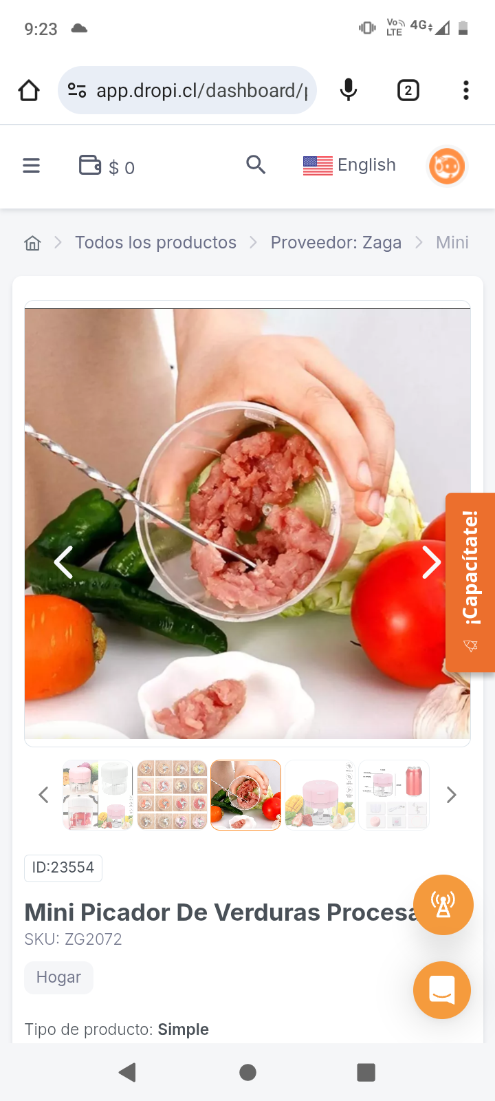 Mini Picador De Verduras Procesador