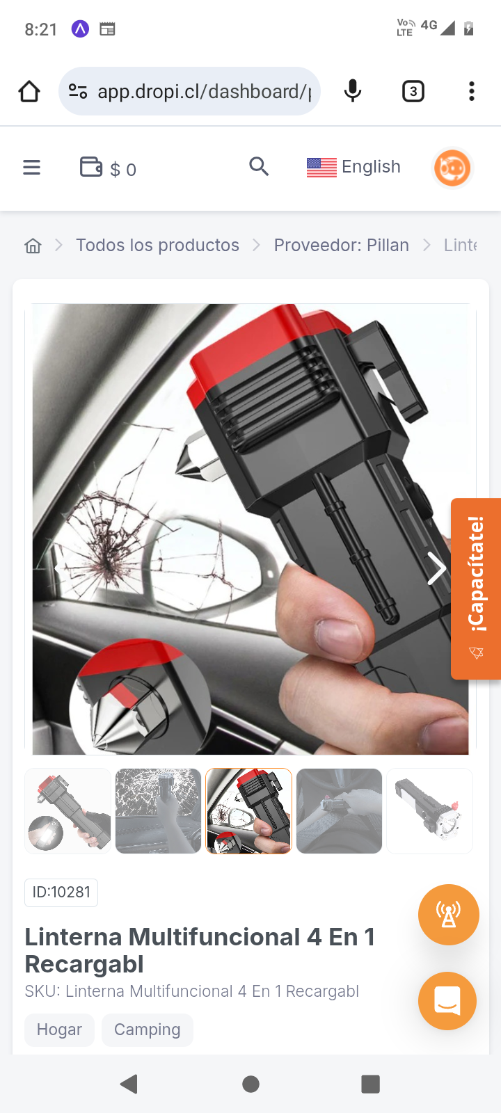 Linterna Multifuncional 4 En 1 Recargabl