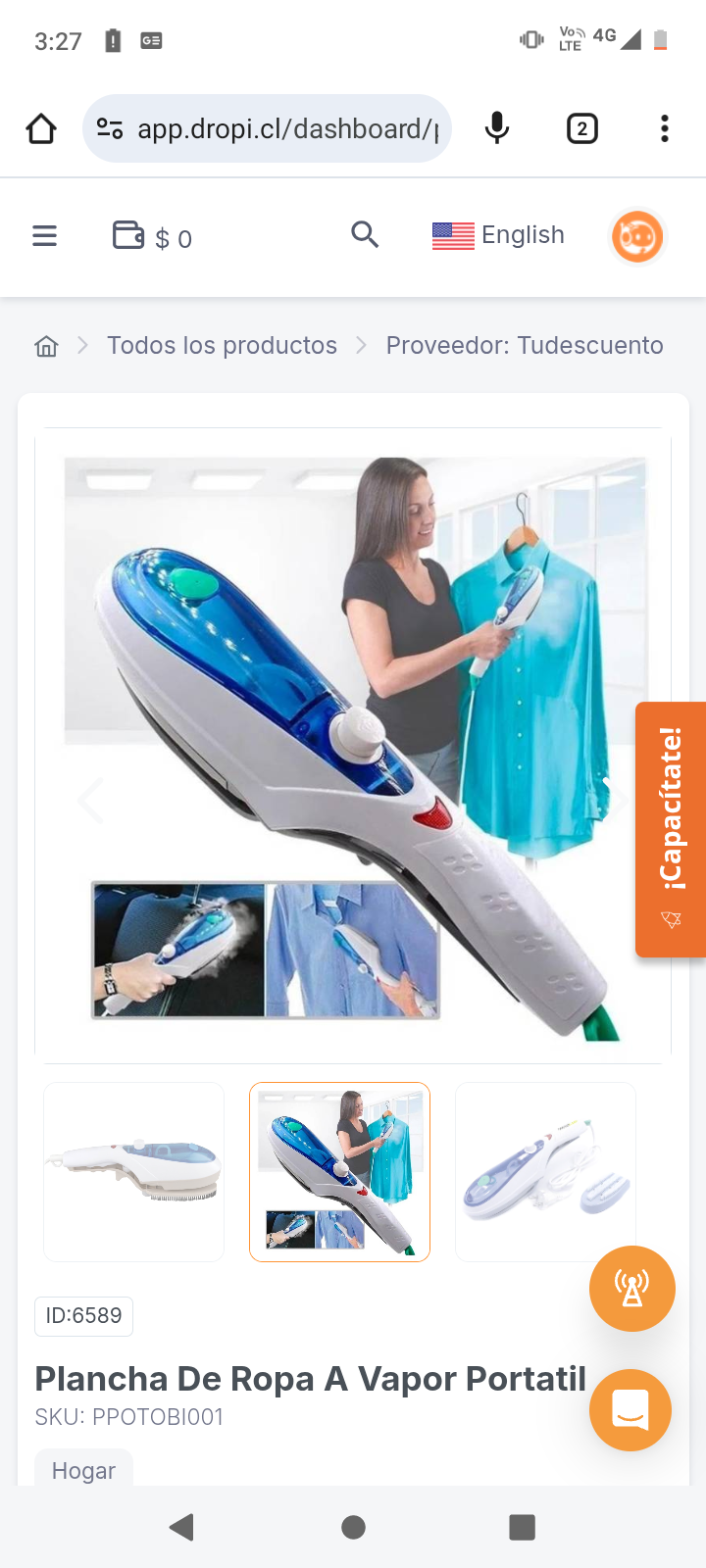 Plancha De Ropa A Vapor Portatil