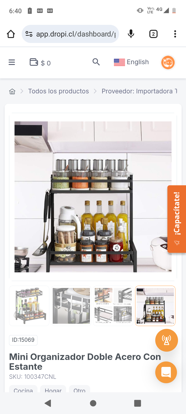 Mini Organizador Doble Acero Con Estante