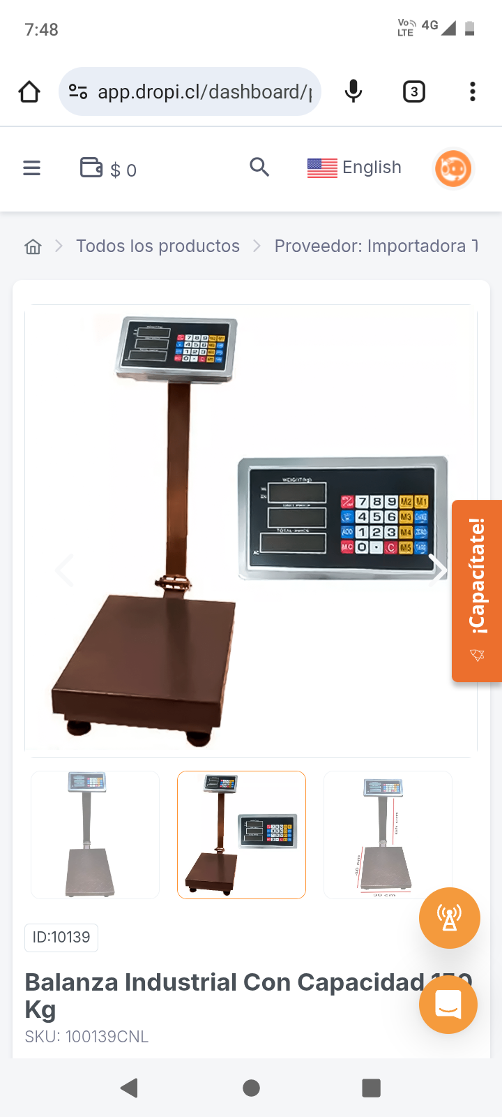 Balanza Industrial Con Capacidad 150 Kg