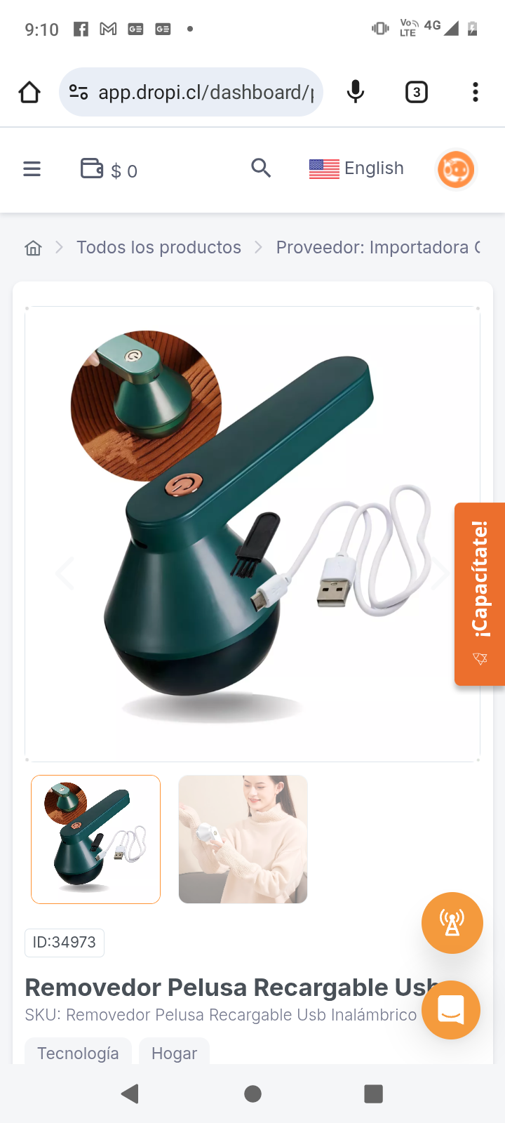 Removedor Pelusa Recargable Usb